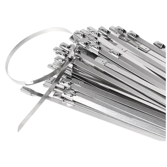 100-Piece Stainless Steel Zip Ties - Heavy Duty Cable Ties for Machinery and More