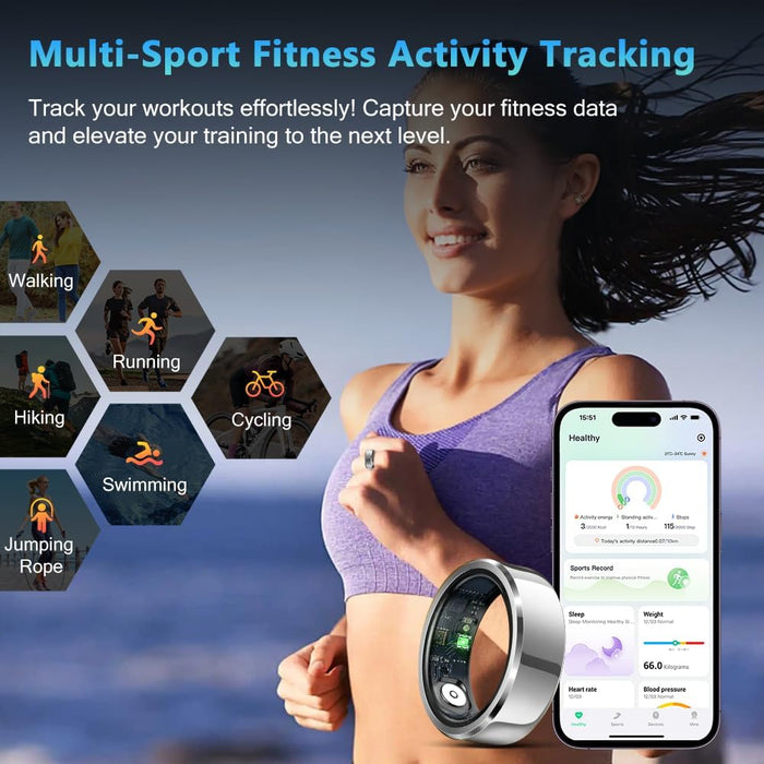 Smart Fitness Ring - Color-Changing Health Tracker