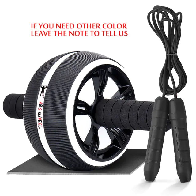 2-in-1 Ab Roller and Jump Rope Set with Mat - Noiseless Abdominal Wheel for Arm, Waist, Leg Exercises and Gym Fitness