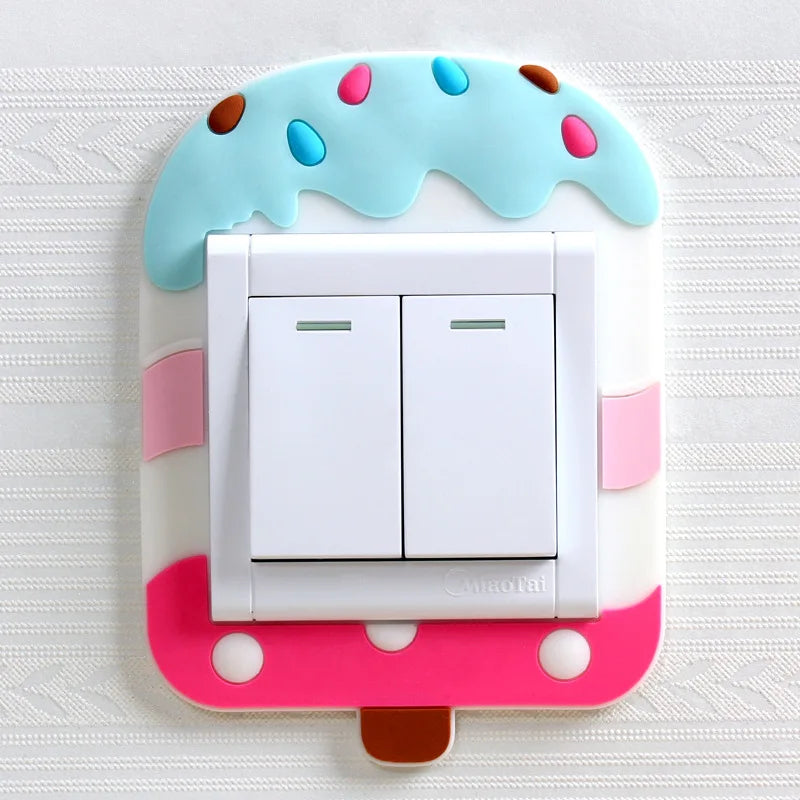 Cute Cartoon 3D Ice Cream Switch Sticker - Luminous Silicone Protective Cover