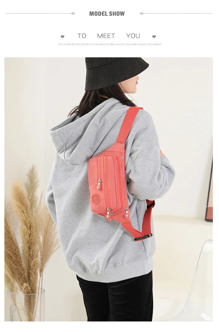 Korean Style Crossbody Nylon Waist Pack