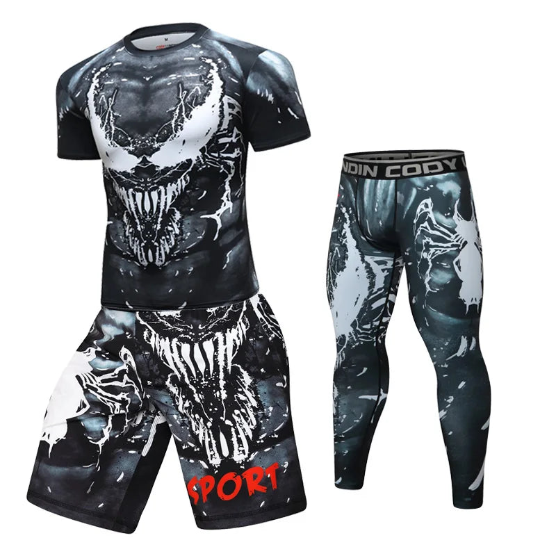 MMA BJJ Rashguard T Shirts+Pants Rash Guard Fitness Tracksuit Boxing Jerseys Muay Thai Compression Men  Kickboxing Sport Suit