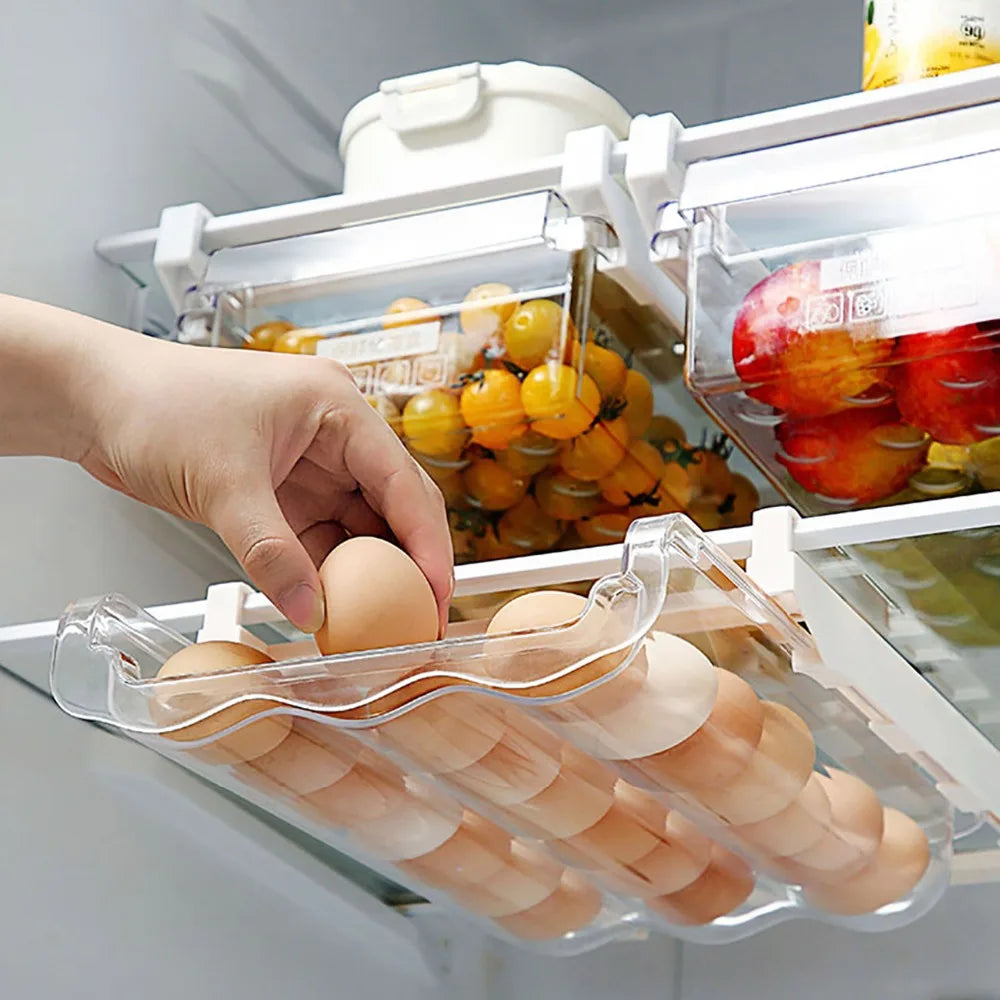 Pull-Out Refrigerator Storage Drawer – Food & Egg Organizer