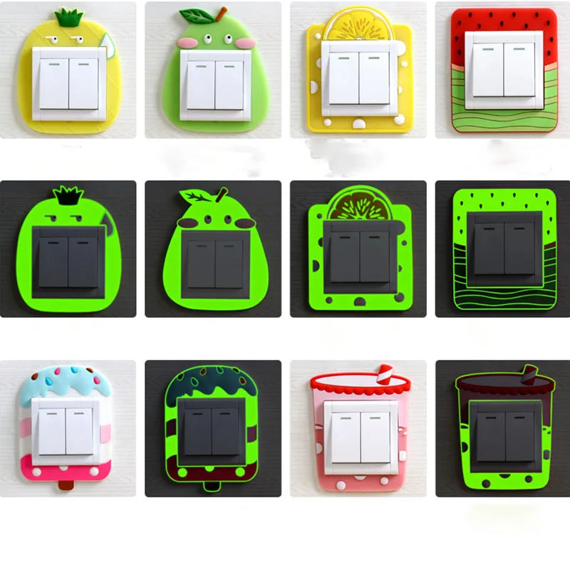 Cute Cartoon 3D Ice Cream Switch Sticker - Luminous Silicone Protective Cover