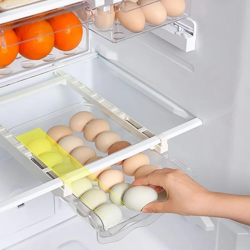 Pull-Out Refrigerator Storage Drawer – Food & Egg Organizer