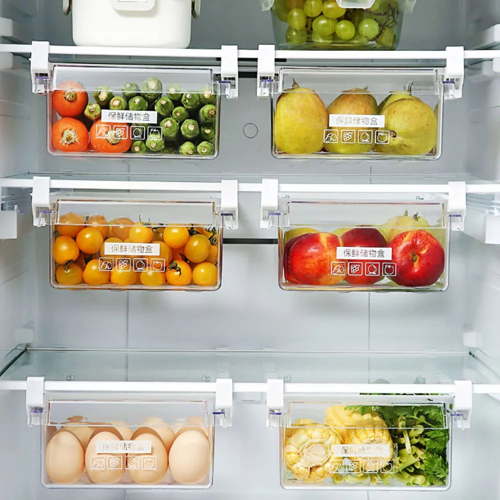 Pull-Out Refrigerator Storage Drawer – Food & Egg Organizer