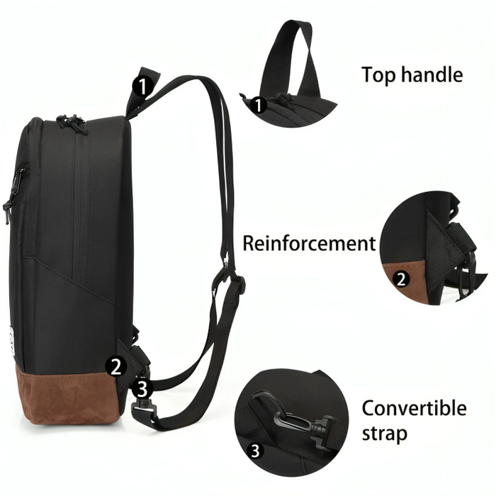 Leather Canvas Sling Bag,Vaschy Outdoor Cross-body Chest Bag for Cycling Hiking