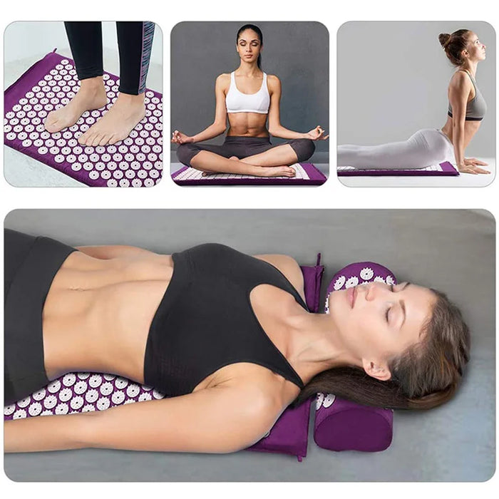 Acupressure Mat and Pillow Set – Sensi Massage Mat for Neck, Back, and Foot Relief