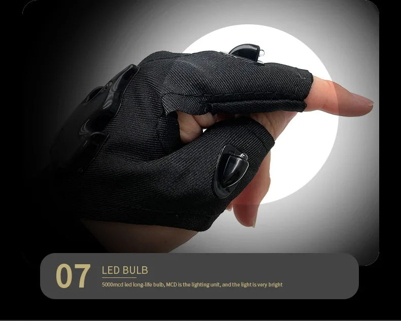 Rechargeable LED Flashlight Gloves