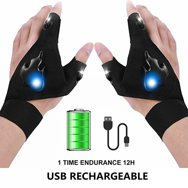 Rechargeable LED Flashlight Gloves