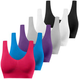 Womens Sports Bras, Yoga Comfort Seamless Stretchy Sports Bra for Women 3 Pack 3X-Large 6 Pack Black White Grey Blue Purple Rose Red