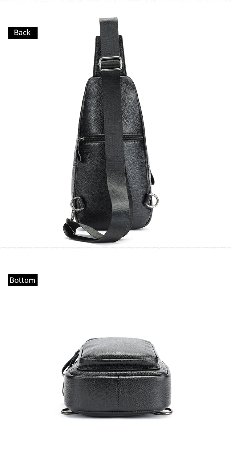 WESTAL Leather Chest Bag Men's Premium Layer Cowhide Chest Cross Bag Trend Shoulder Chest Bag