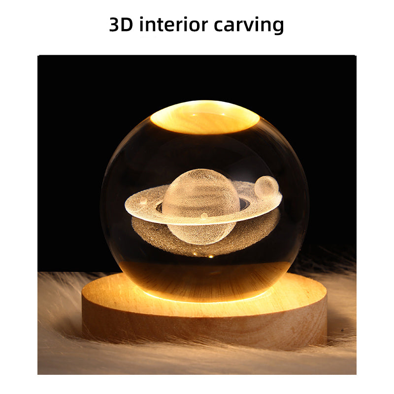 USB LED 3D Planet Galaxy Crystal Ball Lamp – Decorative Night Light