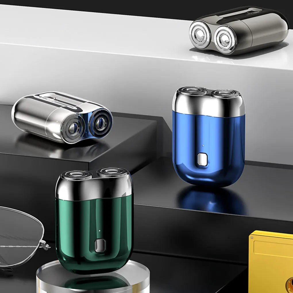 Mini Portable Double Head Electric Shaver Magnetic Suction Head Rechargeable Type-C Rapid Charging IPX7 waterproof
