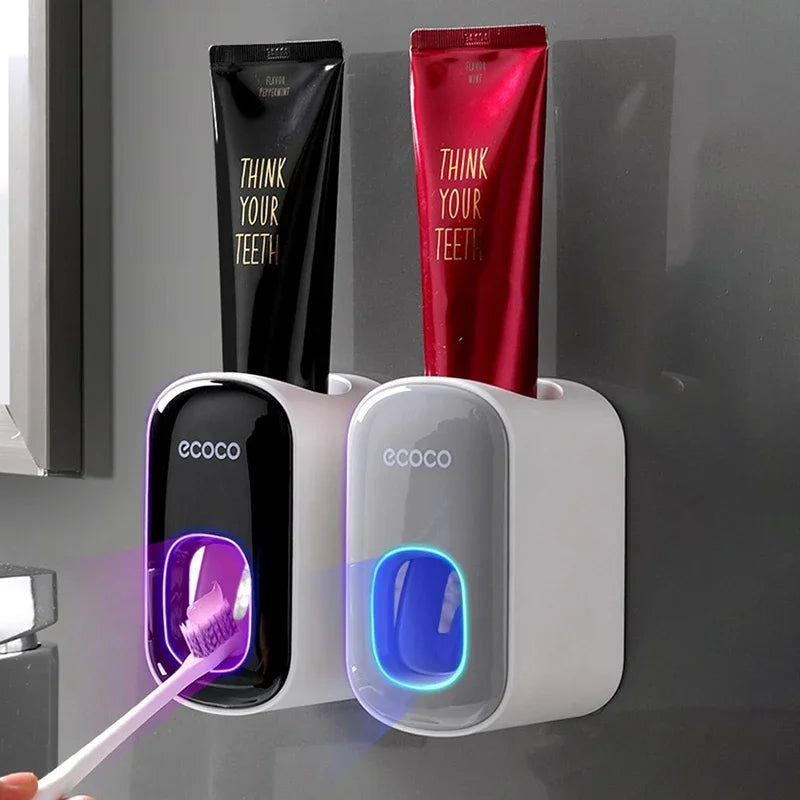 ECOCO Automatic Toothpaste Dispenser & Toothbrush Holder - Wall Mount