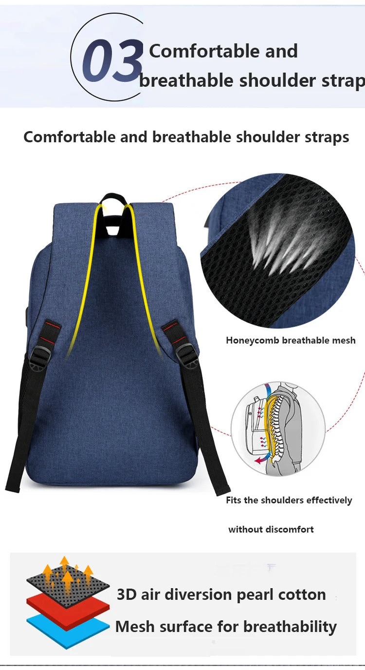 Classic Men Waterproof Backpack USB Charging Casual Travel Backpack Men Large Capacity Travel Laptop Backpack School Bag