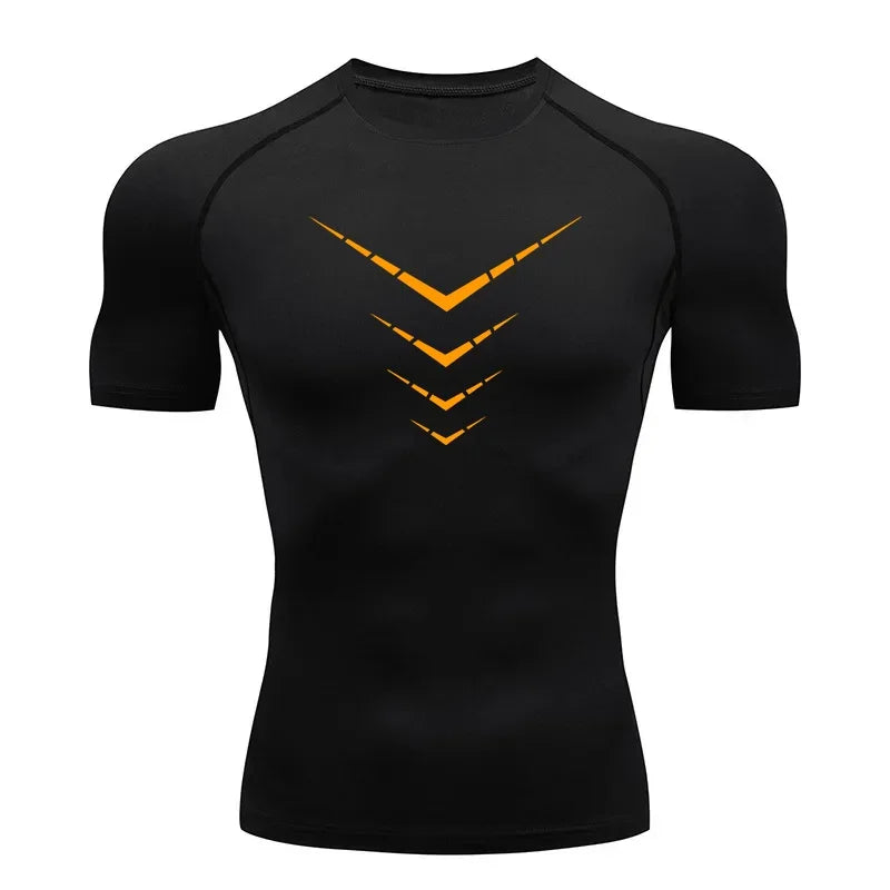 Compression Short Sleeve T-Shirt Men's Running Training Sports Wear Breathable Bodybuilding Top Workout Fitness Clothing
