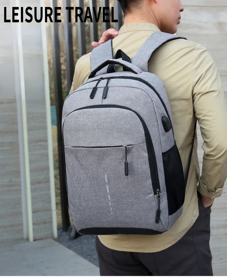 Classic Men Waterproof Backpack USB Charging Casual Travel Backpack Men Large Capacity Travel Laptop Backpack School Bag