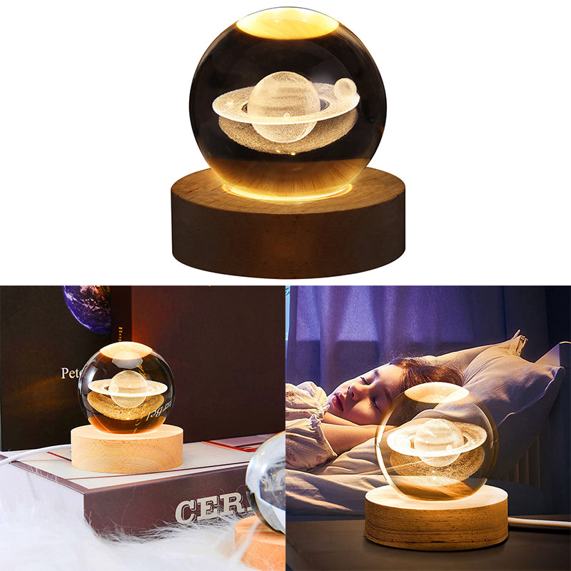 USB LED 3D Planet Galaxy Crystal Ball Lamp – Decorative Night Light