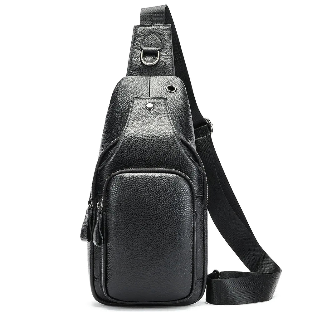 WESTAL Leather Chest Bag Men's Premium Layer Cowhide Chest Cross Bag Trend Shoulder Chest Bag
