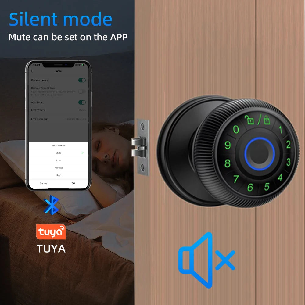 Smart Fingerprint Door Lock with Tuya App Control