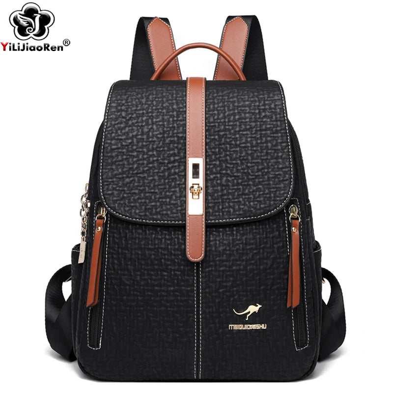Fashion Backpacks Female High Quality Leather Bagpack for Women Rucksacks Large Capacity School Bag Ladies Travel Bags Mochilas