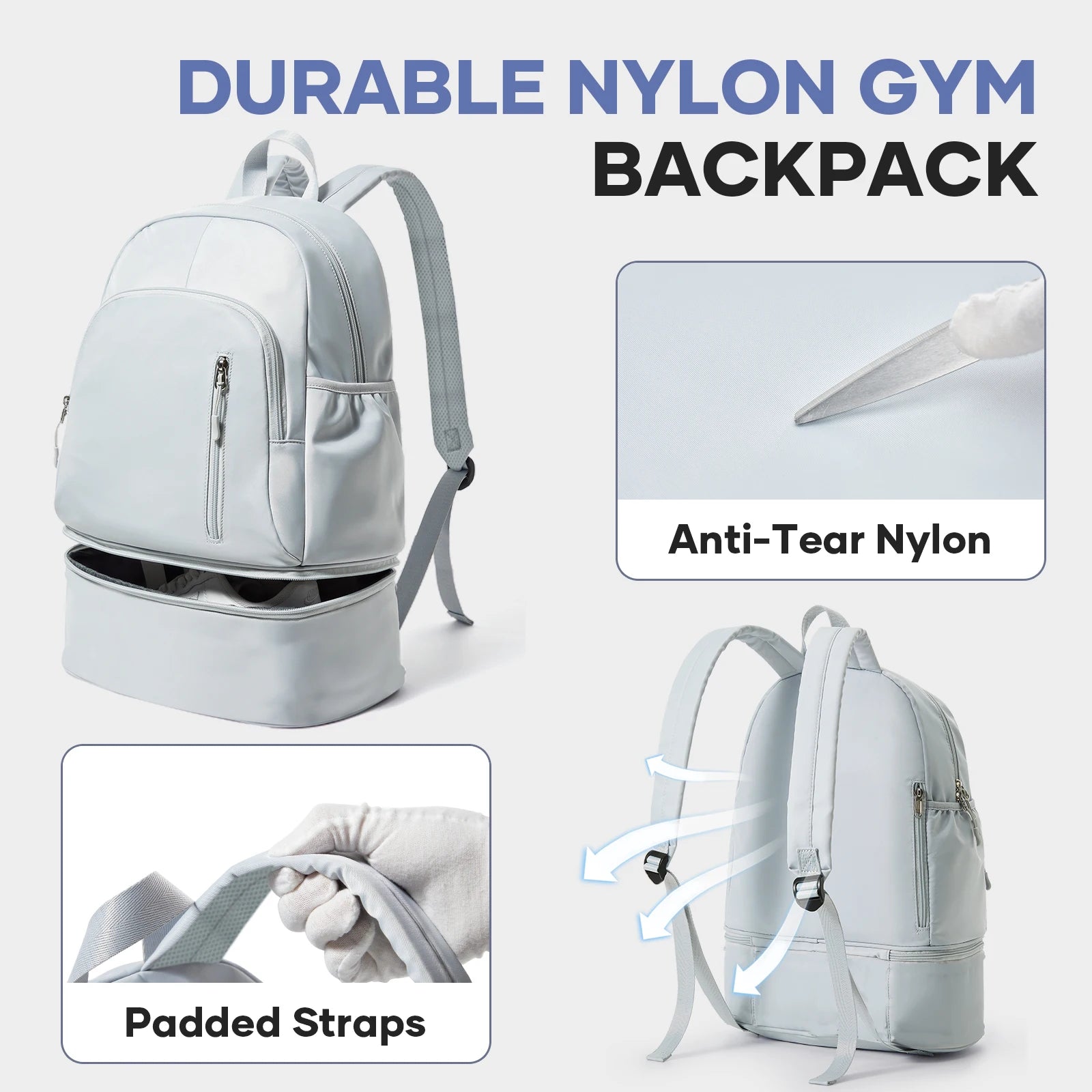 Sports Backpack for Women Men Gym Backpack with Shoe Compartment Foldable Travel Backpack Waterproof Sport Bag for Swimming Yoga