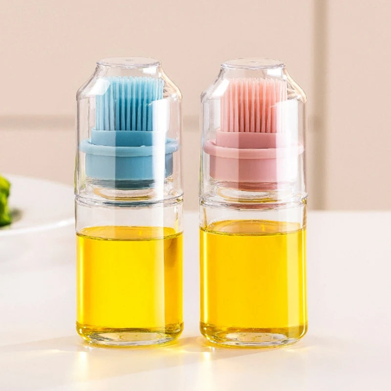 3Pcs Portable Oil Bottle with Silicone Brush for BBQ and Baking