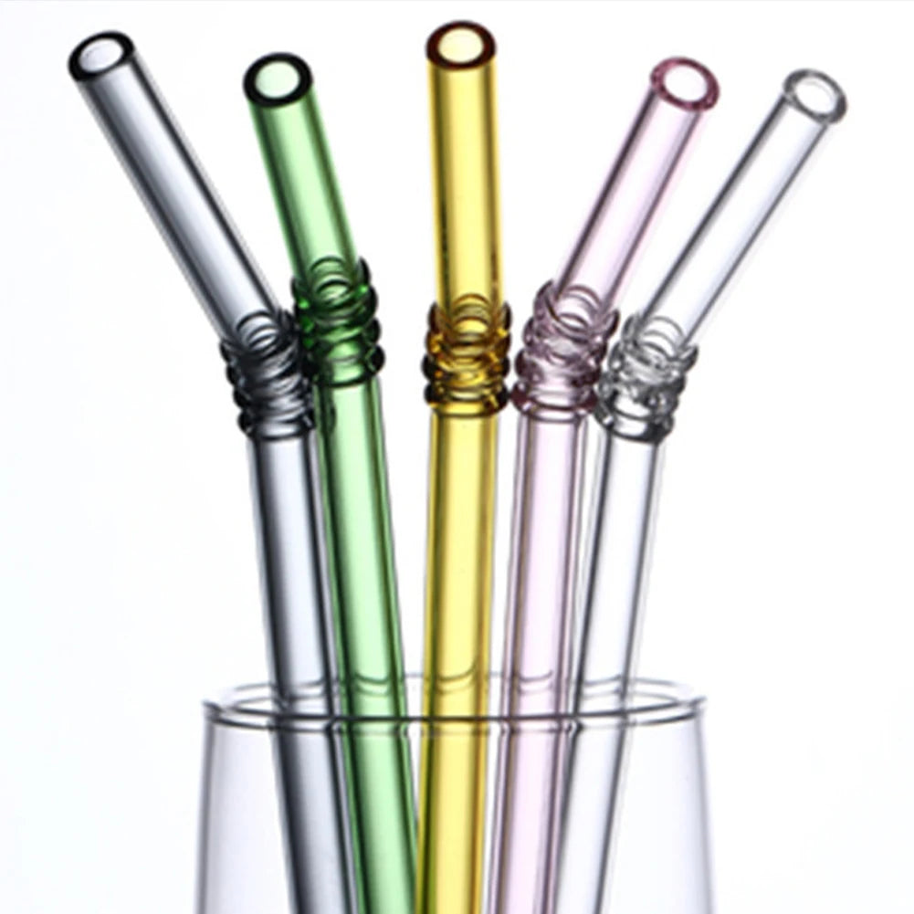 20cm Reusable Glass Drinking Straw Set