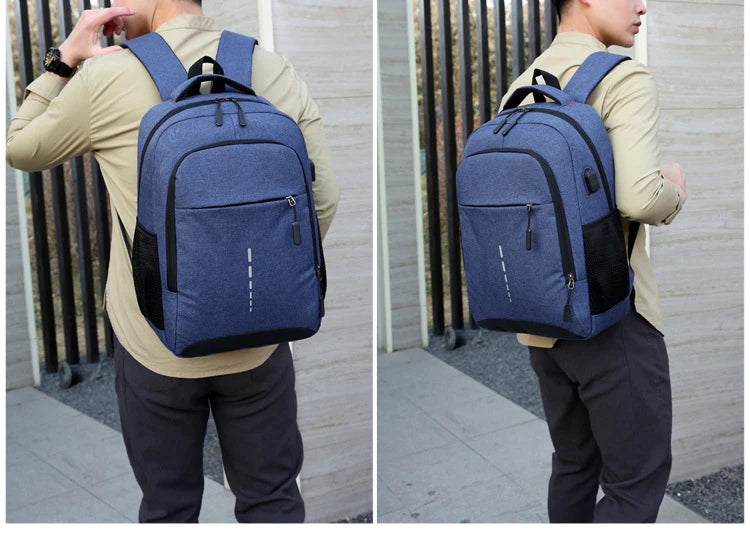 Classic Men Waterproof Backpack USB Charging Casual Travel Backpack Men Large Capacity Travel Laptop Backpack School Bag