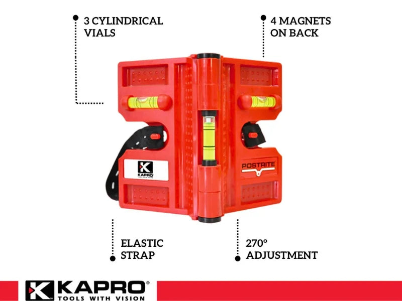 Kapro 340 Post Level - Adjustable with Strap & 3 Vials