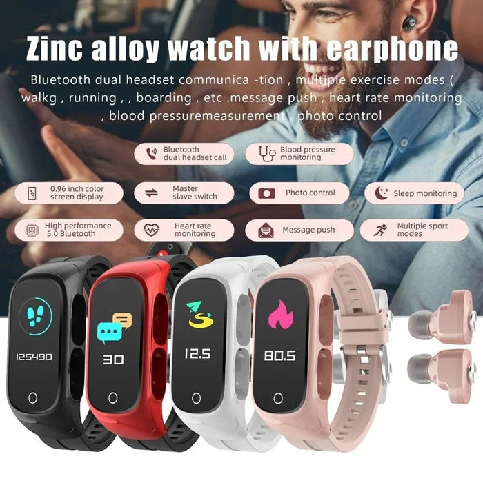 Smartwatch with Built-In Wireless Earbuds