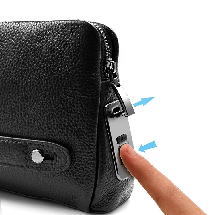 Men's Fingerprint Lock Leather Handbag - Anti-Theft Messenger Wallet