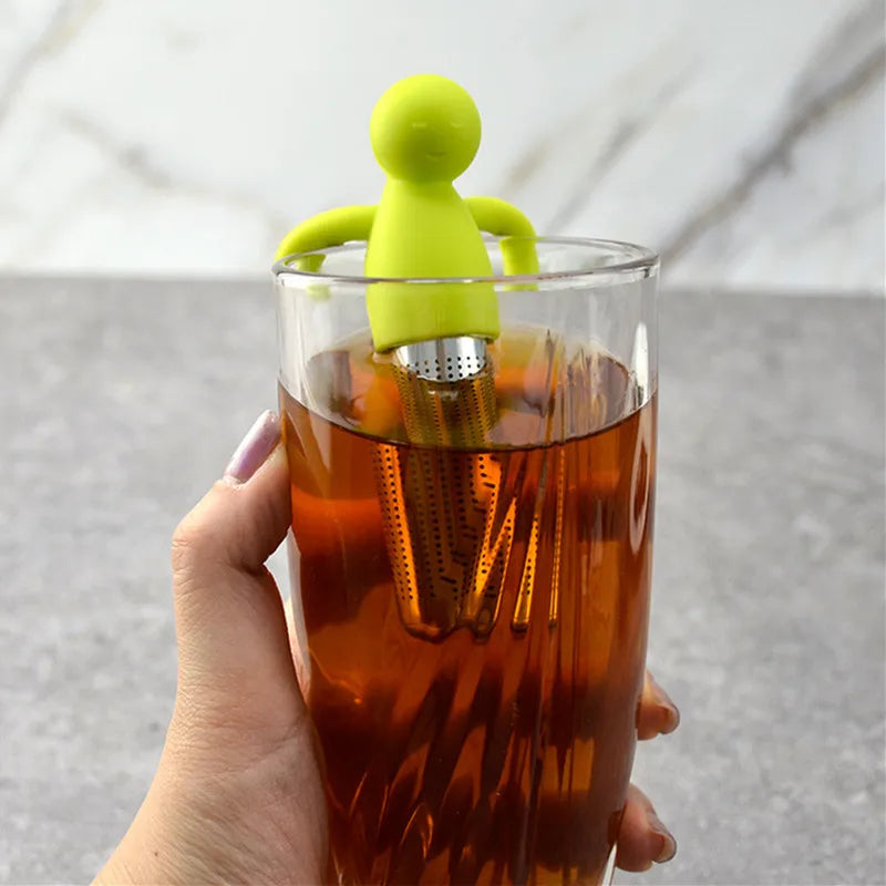 Creative Little Man-Shaped Tea Infuser with Silicone and Stainless Steel