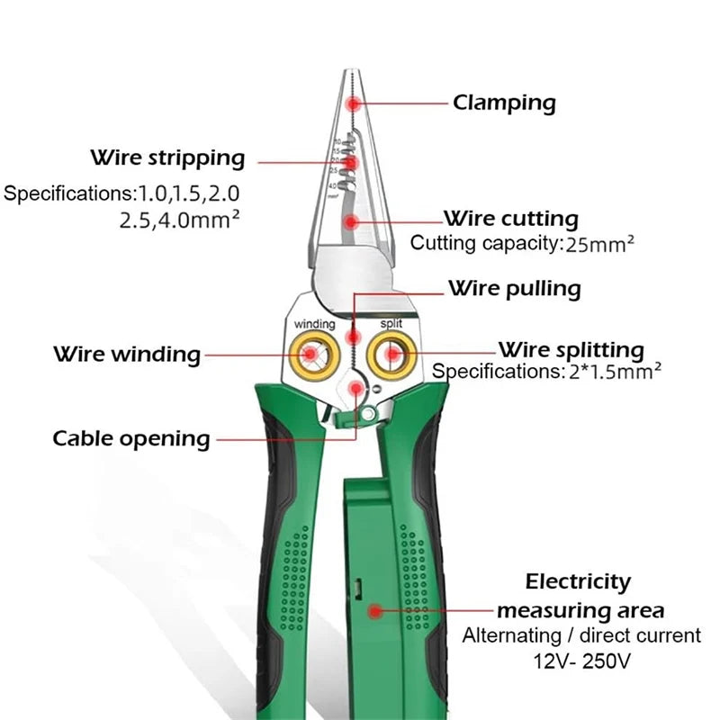 8-in-1 Multifunctional Wire Stripper and Cutter Tool