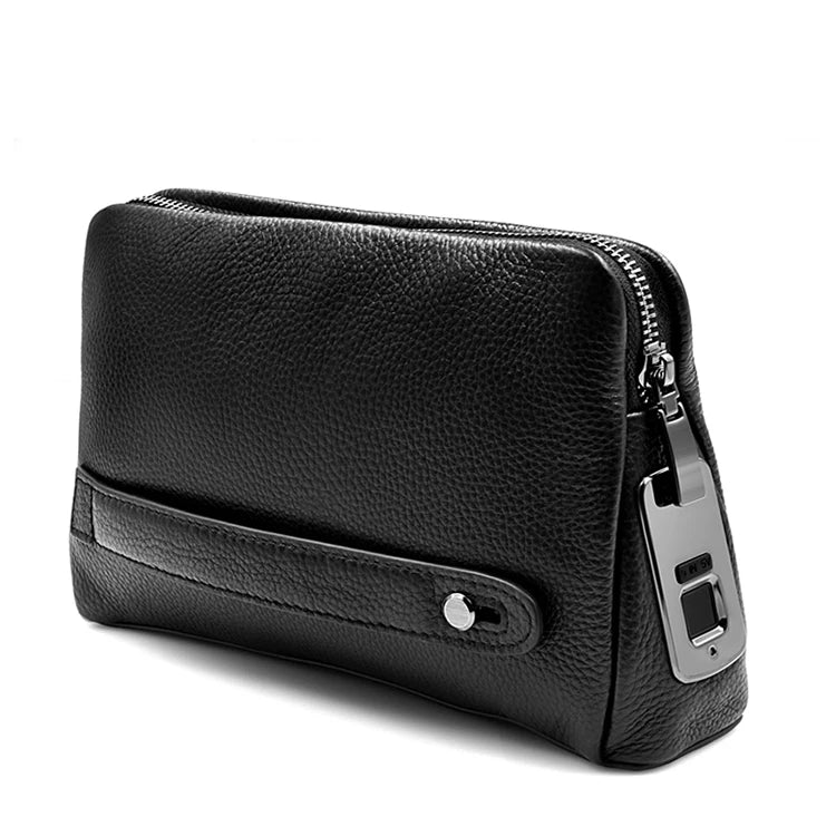 Men's Fingerprint Lock Leather Handbag - Anti-Theft Messenger Wallet