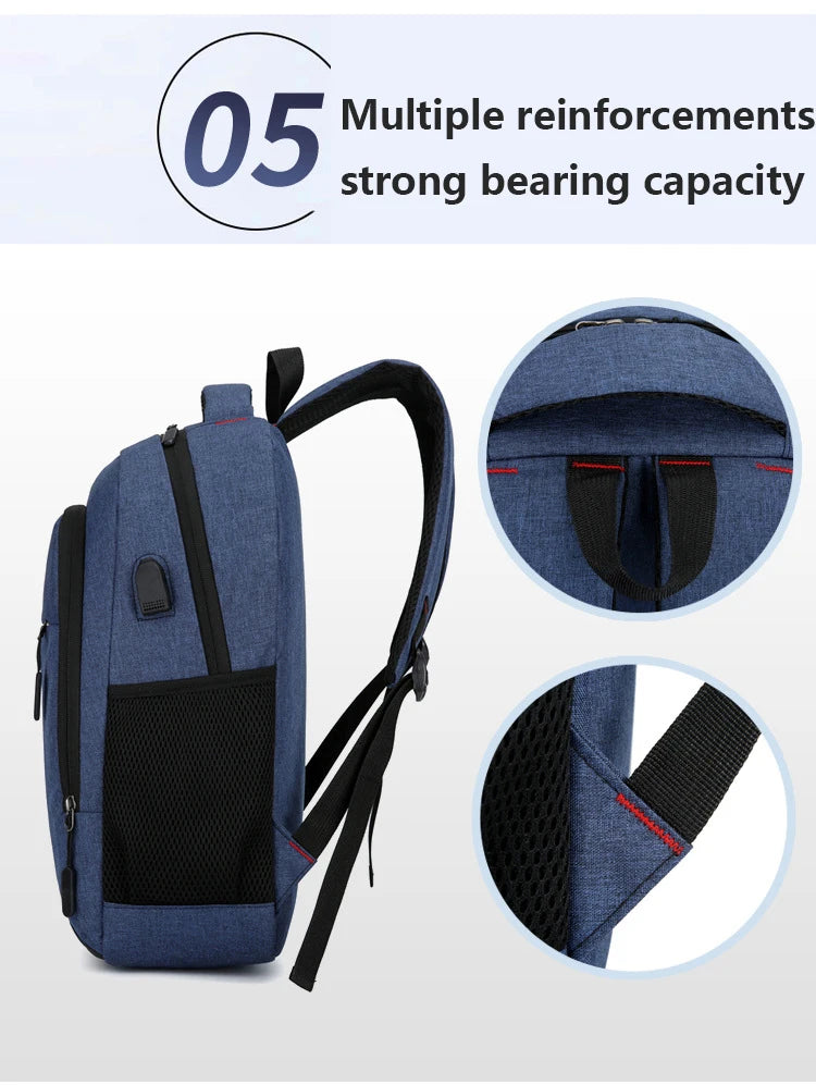 Classic Men Waterproof Backpack USB Charging Casual Travel Backpack Men Large Capacity Travel Laptop Backpack School Bag