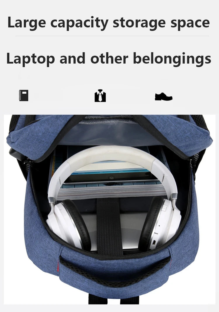Classic Men Waterproof Backpack USB Charging Casual Travel Backpack Men Large Capacity Travel Laptop Backpack School Bag