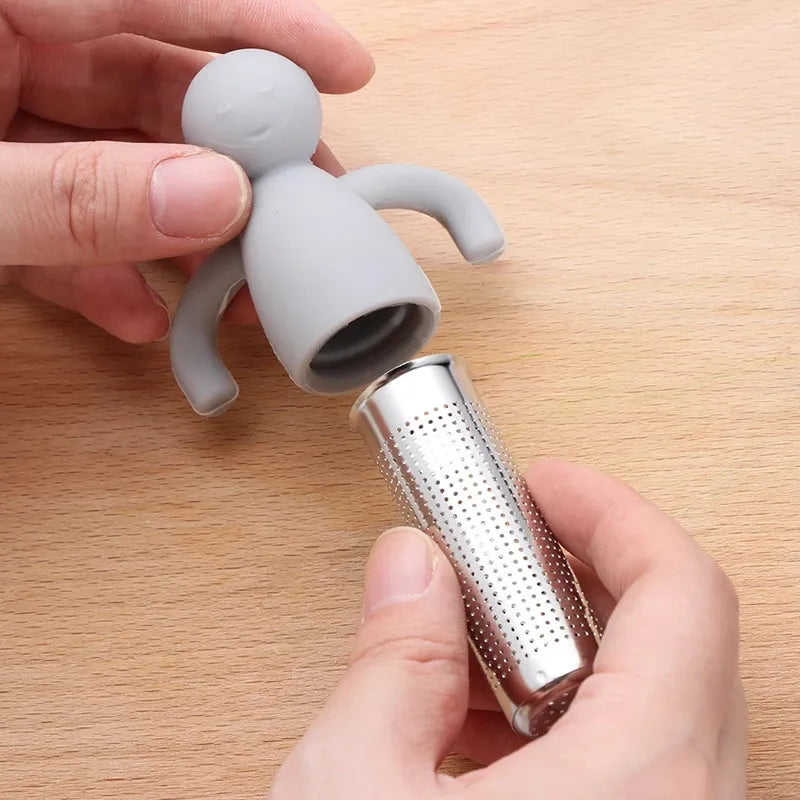 Creative Little Man-Shaped Tea Infuser with Silicone and Stainless Steel