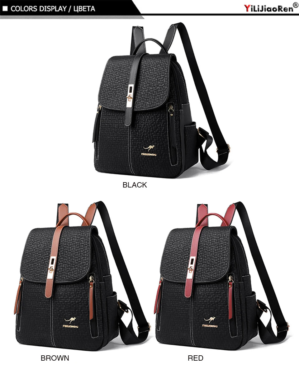 Fashion Backpacks Female High Quality Leather Bagpack for Women Rucksacks Large Capacity School Bag Ladies Travel Bags Mochilas