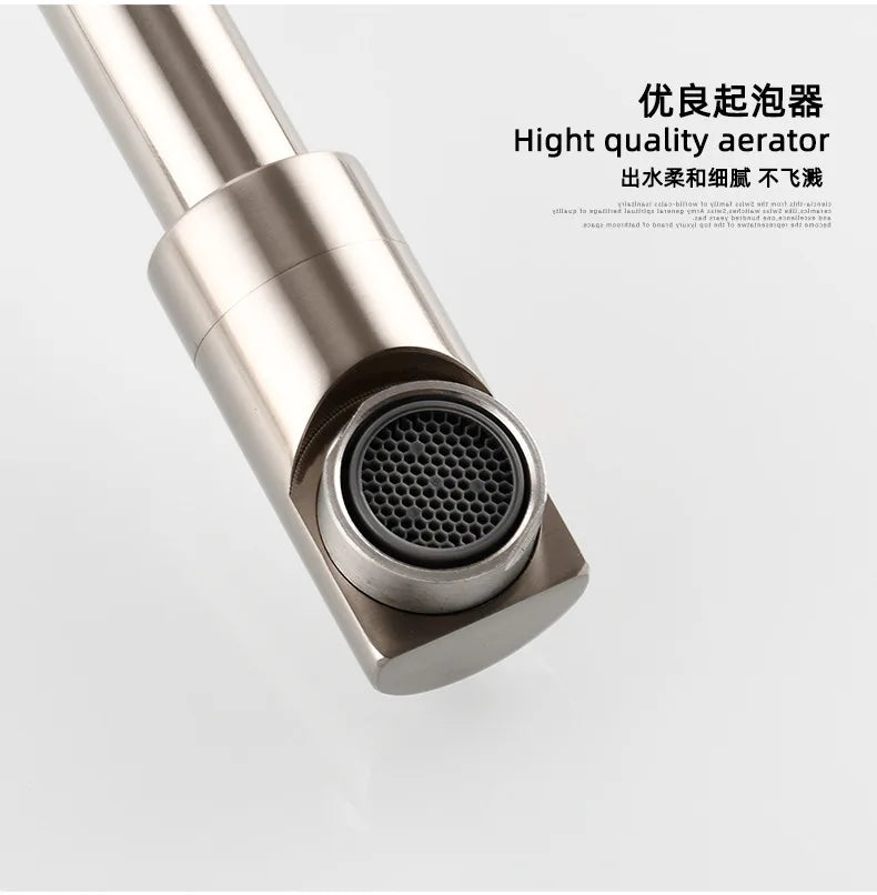 Brass Wall Mount Kitchen Faucet - Single Cold, Rotate & Fold