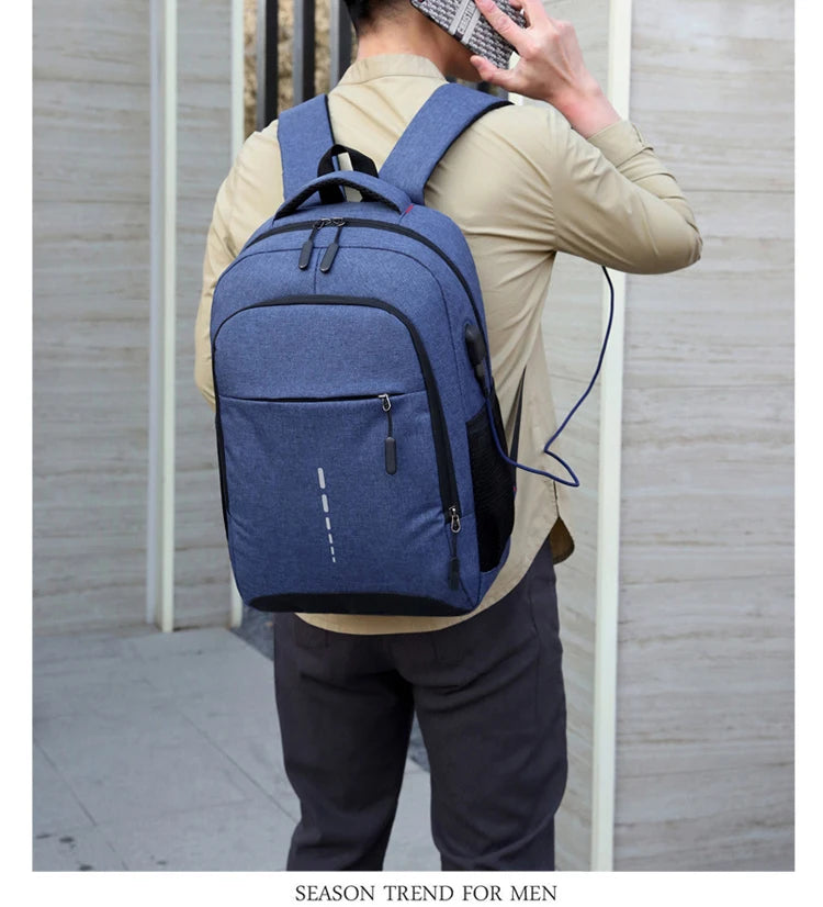 Classic Men Waterproof Backpack USB Charging Casual Travel Backpack Men Large Capacity Travel Laptop Backpack School Bag