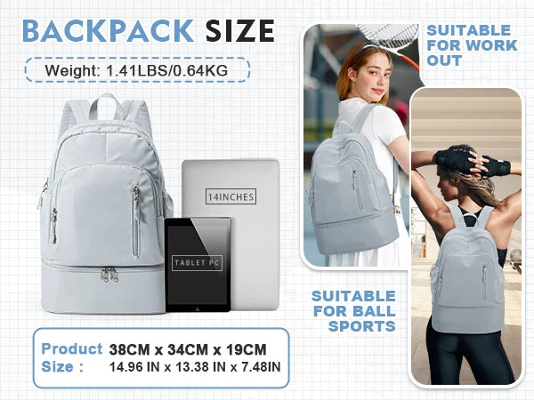 Sports Backpack for Women Men Gym Backpack with Shoe Compartment Foldable Travel Backpack Waterproof Sport Bag for Swimming Yoga