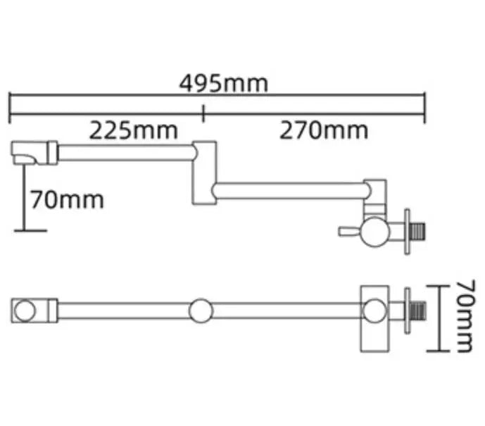 Brass Wall Mount Kitchen Faucet - Single Cold, Rotate & Fold