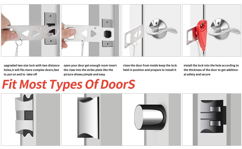 Portable Door Lock for Privacy & Safety