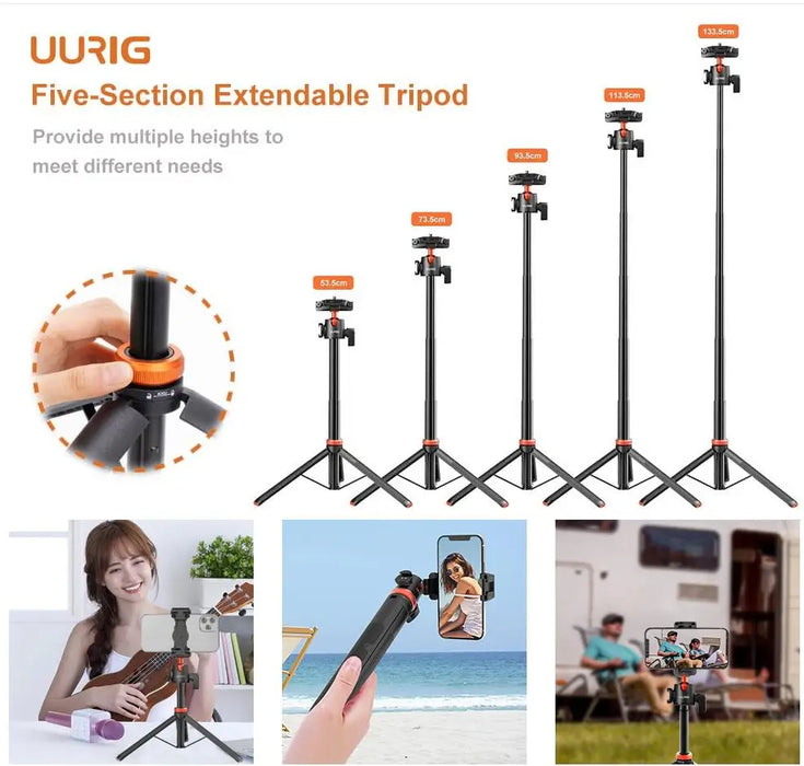 UURIG TP-02 Extendable Selfie Stick Tripod with 360° Ballhead