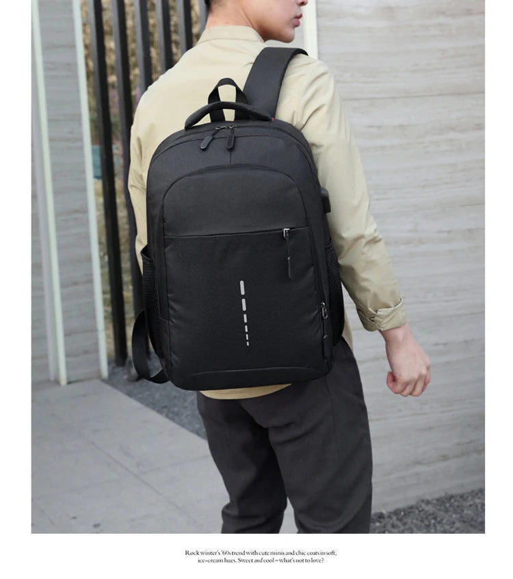 Classic Men Waterproof Backpack USB Charging Casual Travel Backpack Men Large Capacity Travel Laptop Backpack School Bag