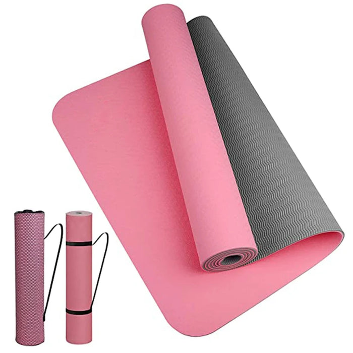 Thick Two-Color Non-Slip TPE Yoga Mat – High-Quality Fitness Mat for Home Use