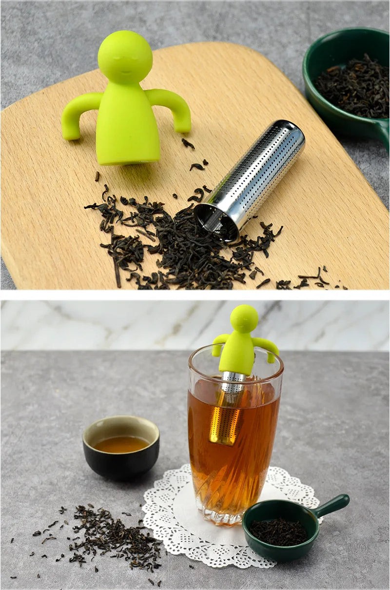 Creative Little Man-Shaped Tea Infuser with Silicone and Stainless Steel