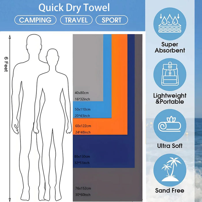 Quick-Dry Microfiber Sports Towel for Travel & Outdoor Activities